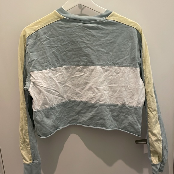 TNA -  Mint, White, and Light Yellow Colour-block cropped long sleeve - Picture 2 of 6